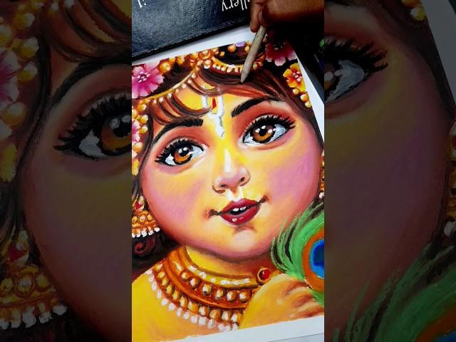 cute little krishna drawing with oil pastel #trending #trendingshorts #art #artwork #viral #love