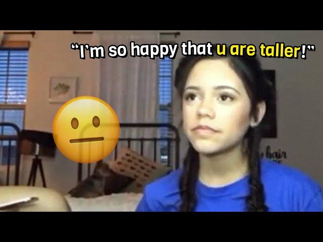 Jenna Ortega being in a panic about her height for 3 minutes straight