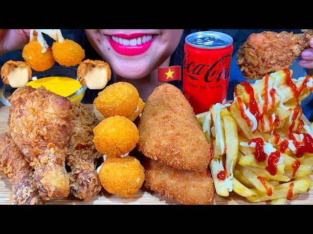 ASMR FRIED CHICKEN, FRIED FISH, CHEESE BALLS, FRIES MUKBANG MASSIVE Eating Sounds