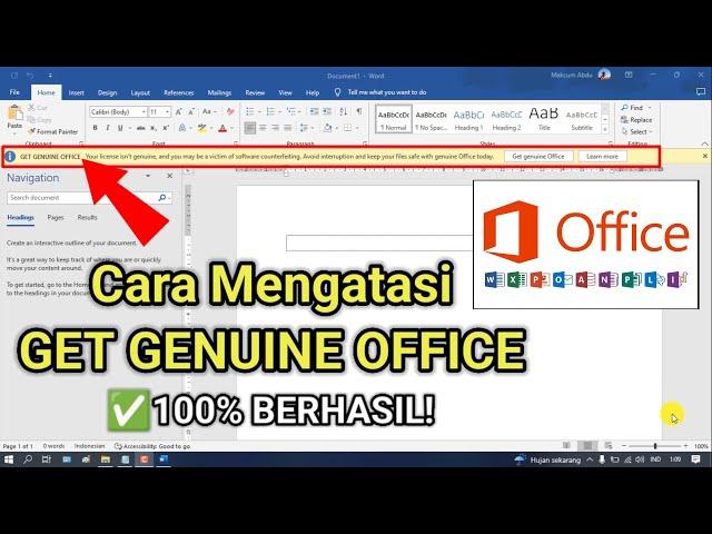 Cara Menghilangkan GET GENUINE OFFICE di Microsoft Office (Word, Excel, Power Points)