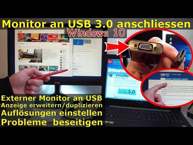 Monitor per USB anschließen | an USB3.0 mit Adapter Windows 10