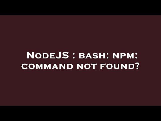 NodeJS : bash: npm: command not found?