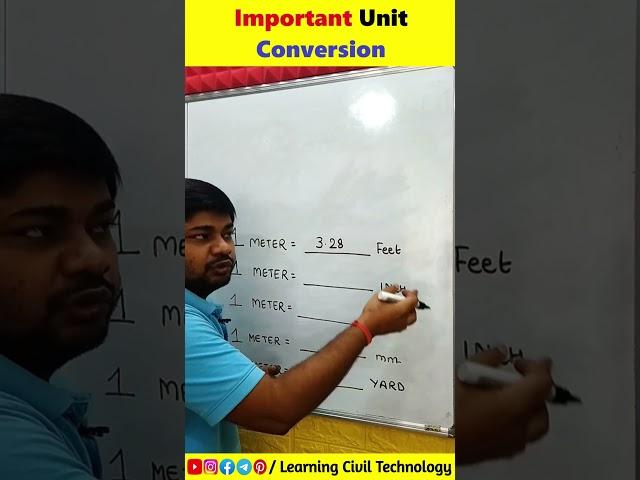 Important Unit Conversion for Interview #unitconversion #civilengineering #learningciviltechnology