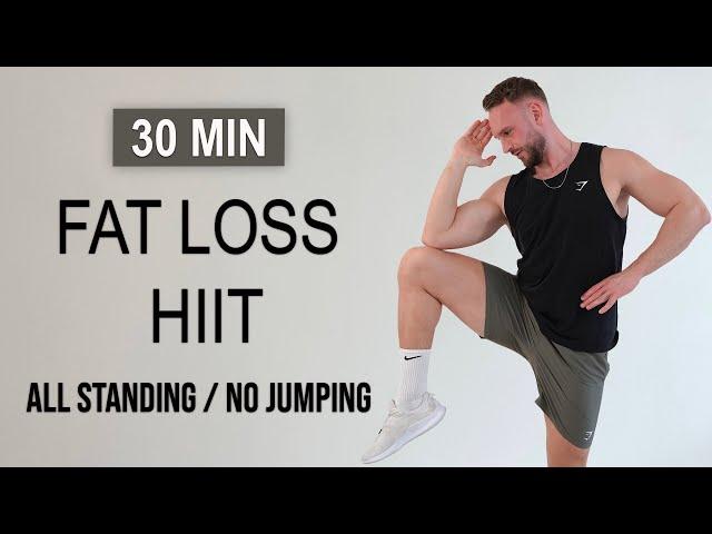 30 MIN FAT LOSS WORKOUT | ALL STANDING & NO JUMPING | (Fat Burn, No Equipment)