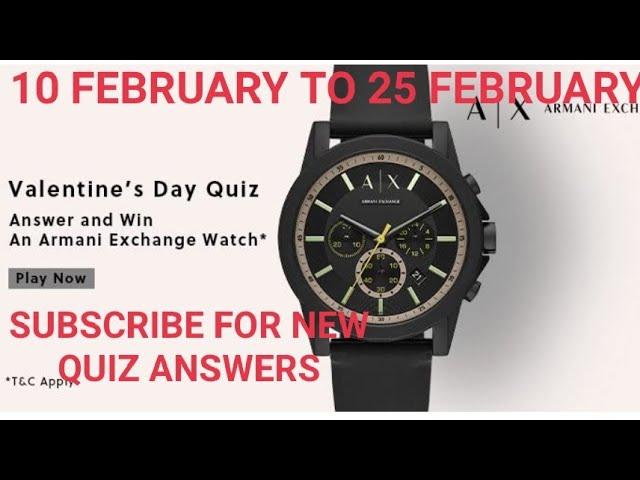 Amazon Daily Quiz Time Answers today,win Armani Exchange watch,Win Amazon pay balance,Quiz on 11 Feb