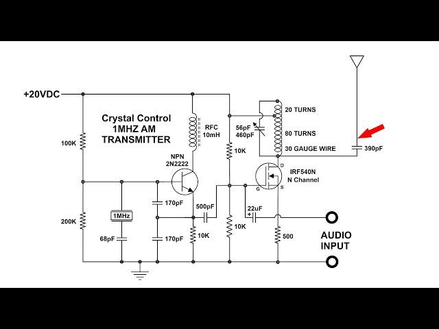 Crystal Control 1MHz AM Transmitter