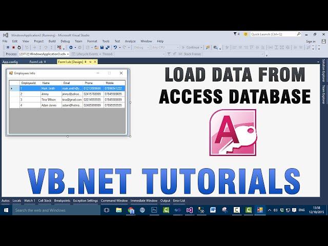 VB.NET Tutorials - Load Data Into DataGridView From Access Database