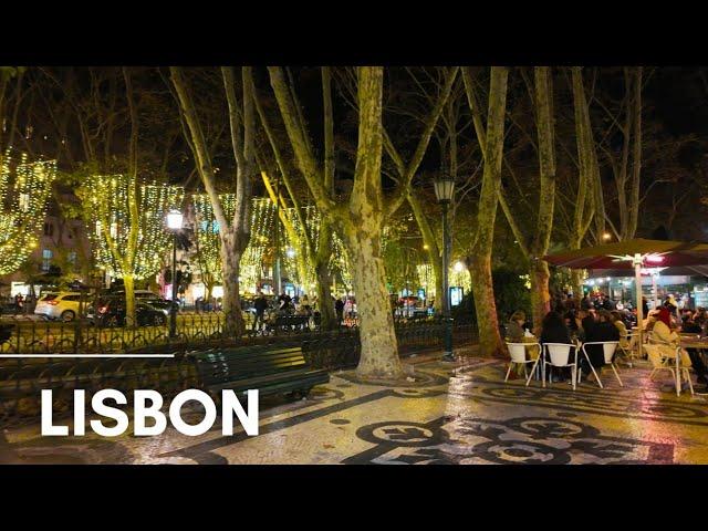 Avenida da Liberdade Christmas Lights in Lisbon PORTUGAL