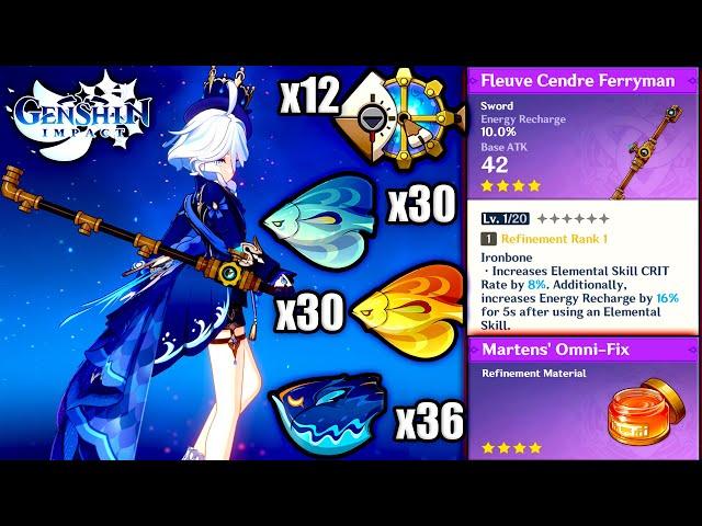 All Fishes for Fleuve Cendre Ferryman || Fontaine Fishing Sword || Genshin Impact