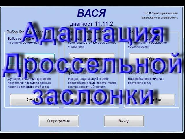 Как адаптировать дроссельную заслонку в Вася Диагност