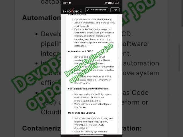 Devops Engineer job opportunity at Infovision #devopsjobs #dailyjobupdates #devopsengineer #itjobs