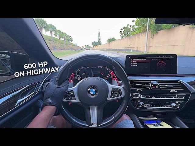 GOING TO JAIL FOR THIS . 600 HP BMW M550i ON THE HIGHWAY...