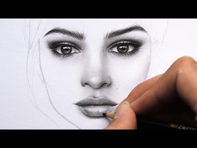 Drawing and Shading a Female Face with Graphite Pencils - Portrait of Emily Ratajkowski