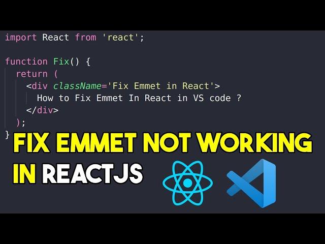 Fix emmet not working in react js in vs code | Enable Emmet support for JSX in Visual Studio Code