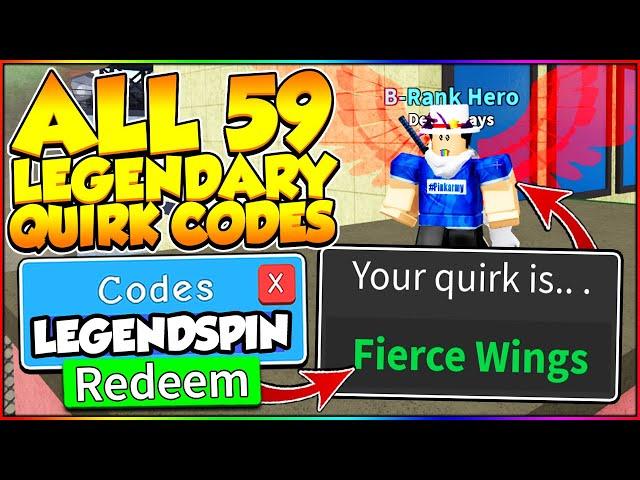 ALL 59 LEGENDARY QUIRK SPIN CODES IN MY HERO MANIA! Roblox