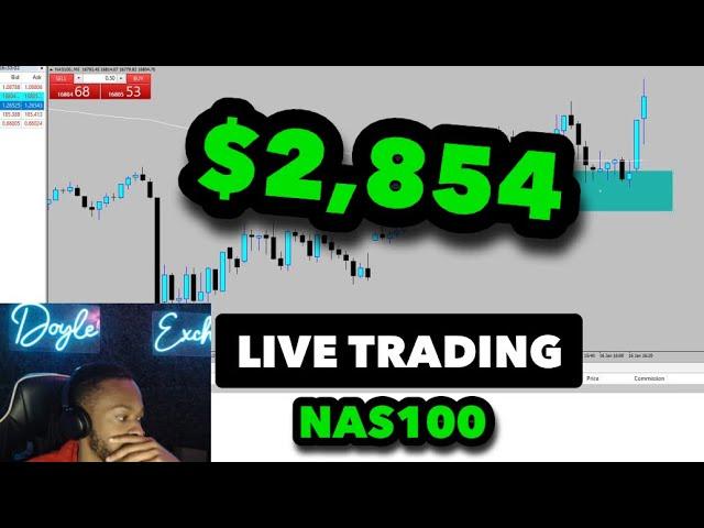 Live Trading NAS100: $2,854 In 45 Minutes Using Supply & Demand Strategy (FOREX)