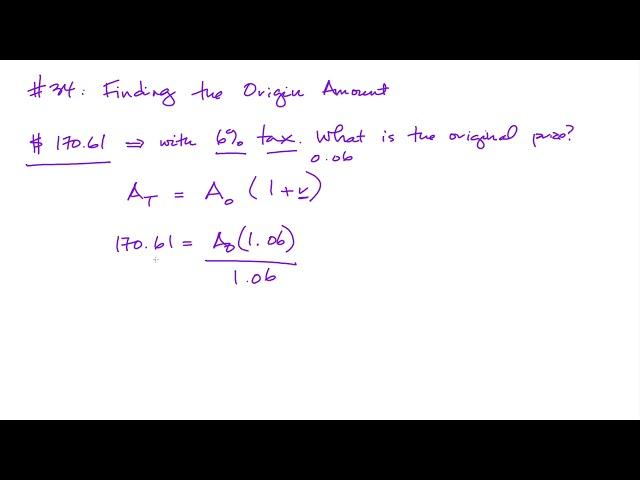 ACT Topic 34: Finding the Original Amount