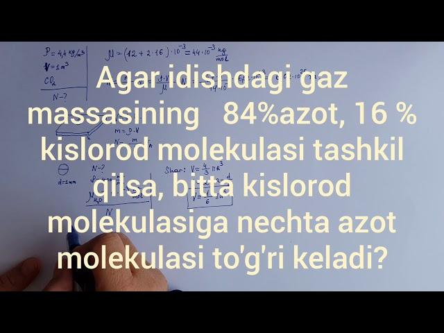 65-dars. Molekulalar massasi va soni, modda miqdoriga doir masalalar