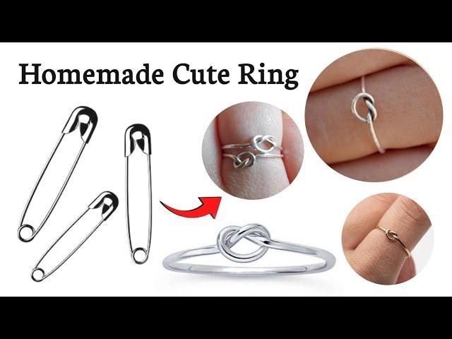 How to make Ring with Safety Pin how to make finger rings at home | homemade Knot ring making idea