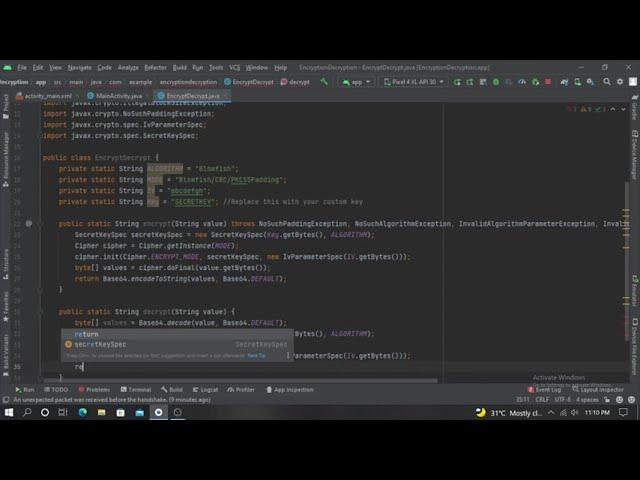 How to Encrypt and Decrypt Text in Android Studio