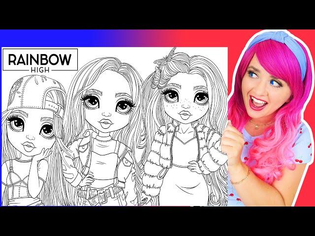 Coloring Rainbow High Dolls Ruby, Skyler & Poppy Coloring Pages | Ohuhu Art Markers