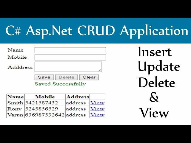 C# Asp.Net Web Form CRUD : Insert, Update, Delete and View With Sql Server Database