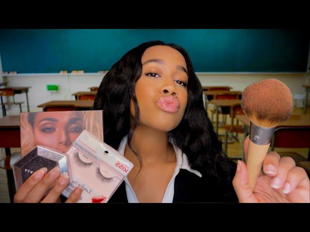 ASMR Giving You a $5 Makeover in The Back of Class ASMR Make-up Application Role-play