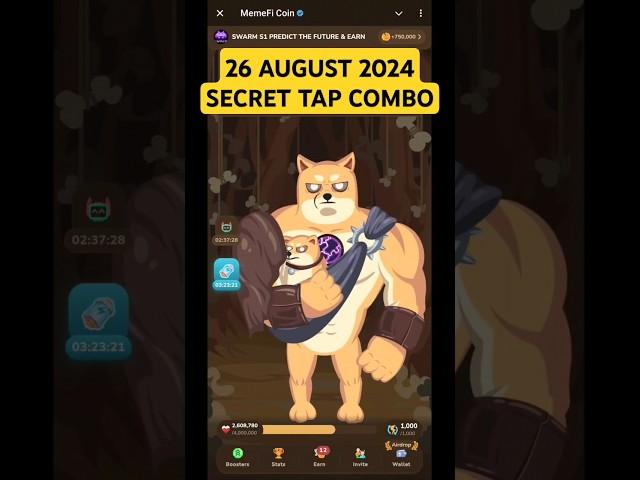 Memefi Secret Tap Combo Reward Today 26 August 2024 #memefi #dailycombo #26august