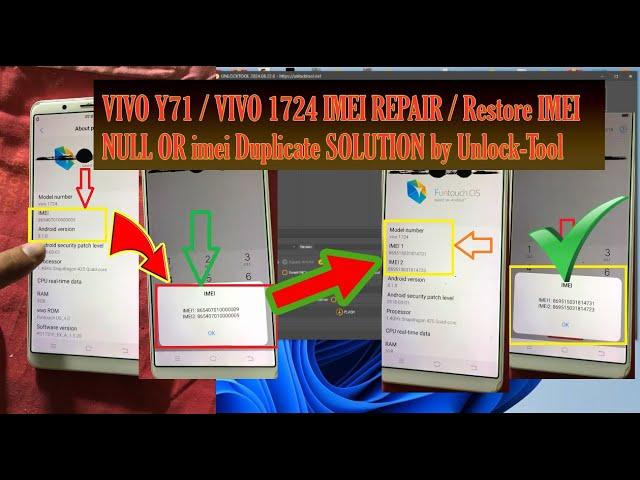 VIVO Y71  VIVO 1724 IMEI REPAIR  Restore IMEI NULL OR imei Duplicate SOLUTION​ by Unlock Tool