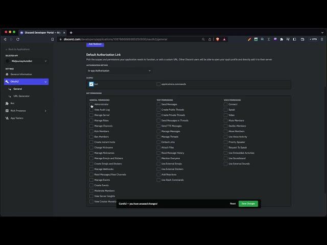 Midjourney Automation bot: 1st step: Configure Discord Server and Application