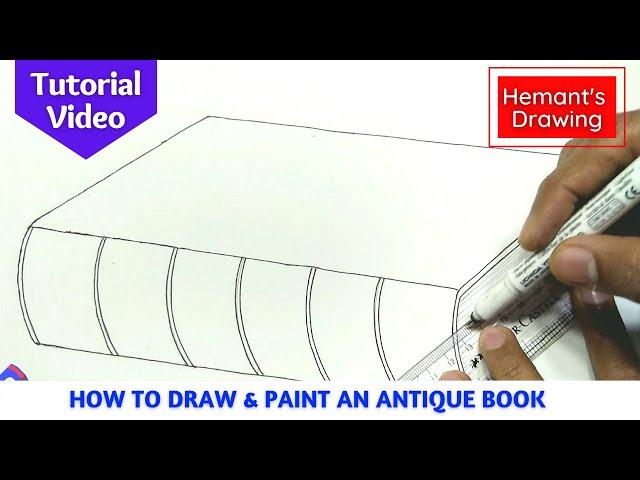 How to draw Book | How to paint an Antique Book | Tutorial easy drawing book step by step हिंदी में