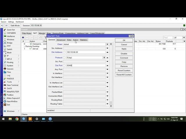 Port forwarding on mikrotik