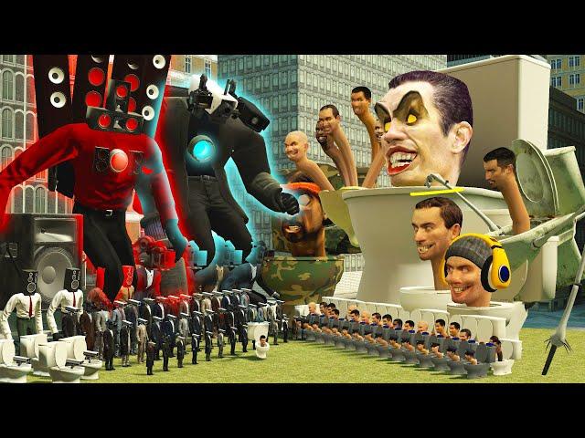 MECHA CAMERA MAN AND SPEAKER MAN BOSS ARMIES VS SKIBIDI DOB DOB TOILET BOSS ARMY In Garry's Mod!