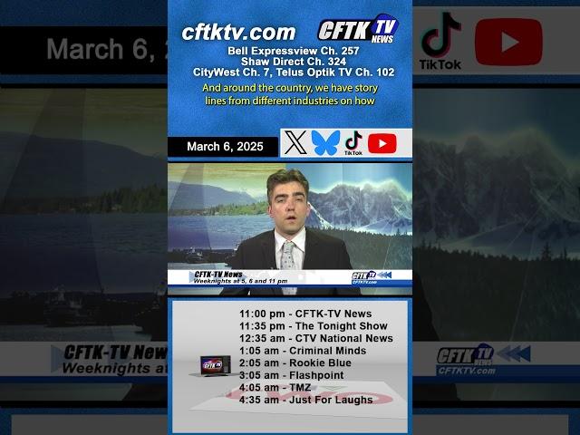 March 6, 2025 News Update Short with Damian Smith - Watch CFTK-TV News weeknights at 5, 6 & 11 pm.