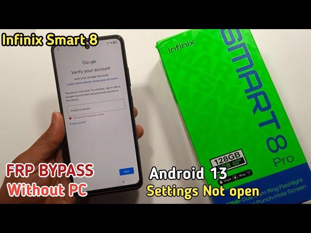 Infinix Smart 8/8HD/8 Pro Frp Bypass Android 13 | Infinix (X6525) Bypass Google Account Without PC