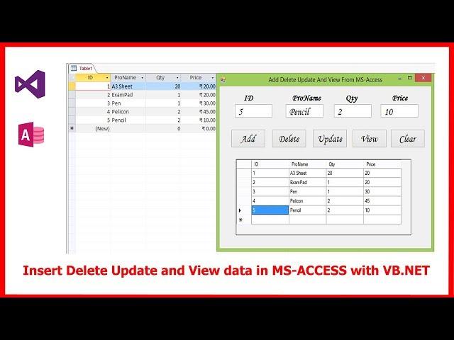 Insert Delete Update and View data in MS ACCESS with VB NET || VB.NET Tutorial