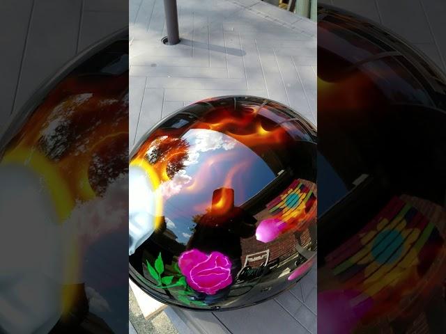 Custom airbrushed skull roses and true fire