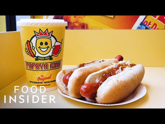 Why New Yorkers Swear By Papaya King's Hot Dog And Fruit Juice Combo | Legendary Eats