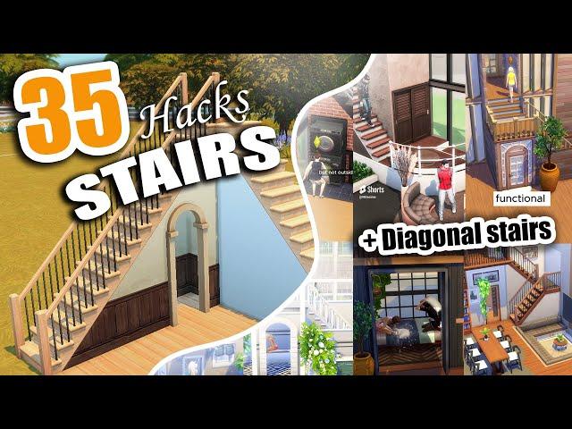 The Sims 4 SUPER IDEAS for DIAGONAL STAIRS (TIPS/TRICKS/HACK)