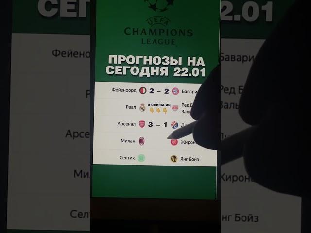 Прогноз на сегодня 22 января | Ставки на Лигу Чемпионов #ставкираспорт #футбол #ставки