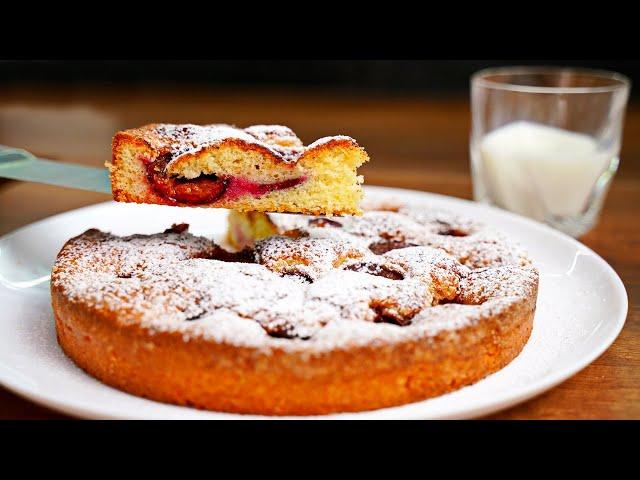 Plum pie melts in your mouth! Delicious, quick and easy plum cake recipe