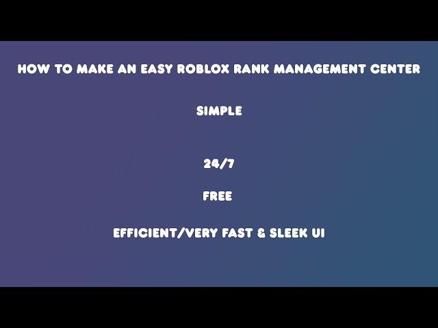 Roblox Tutorial - How to make a Rank Management Center