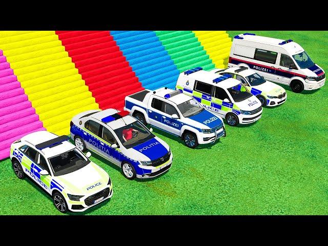 POLICE VEHICLES CARS TRANSPORTING WITH MAN TRUCKS TO GARAGE ! Farming Simulator 22