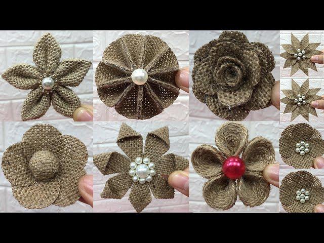 10 Easy burlap flowers tutorial | Jute craft flower | #2