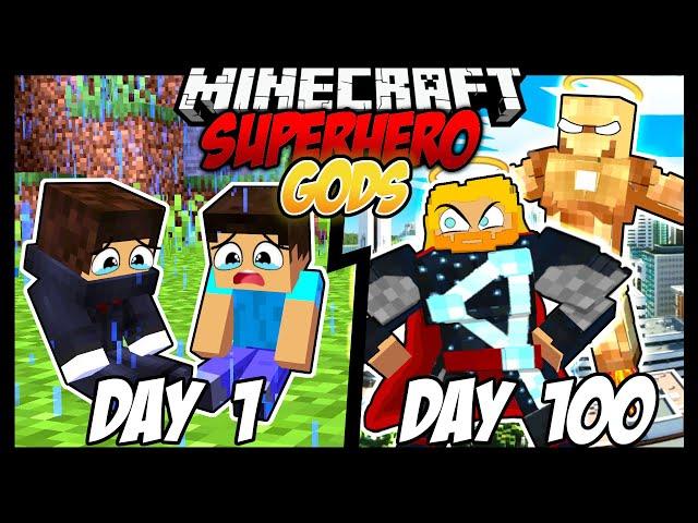 WE Survived 100 DAYS as SUPERHERO GODS in Minecraft!