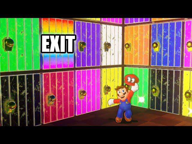 100 Mystery Doors But Only One Lets MARIO Escape  (Super Mario Odyssey 100 Doors Challenge)