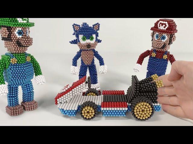 Mario VS Luigi VS Sonic in the Kart Race | Magnetic Games