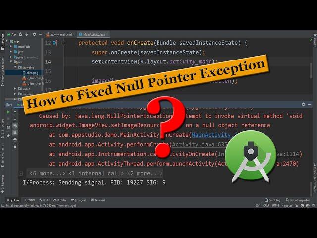 how to fix null pointer exception in android studio