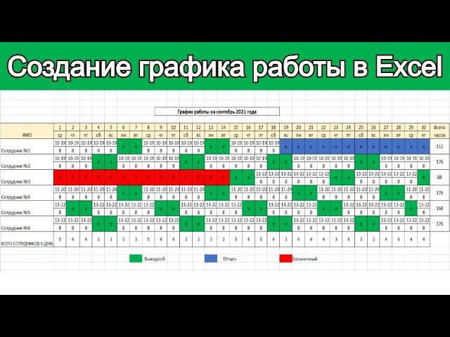 Создание графика работы в Excel / Урок эксель для начинающих