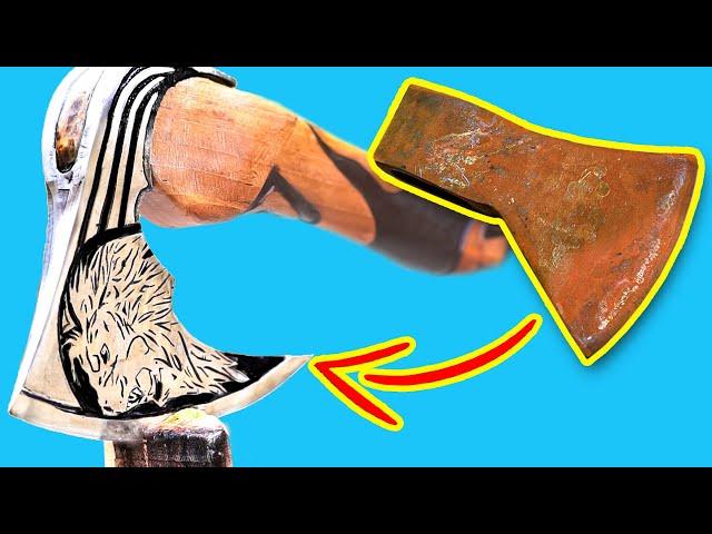 Scrap Metal to Stunning Axe Transformation/with Simple Tools